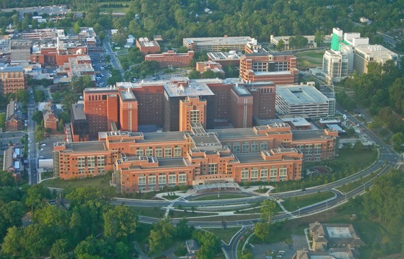 Aerial view of the NIH Clinical Center