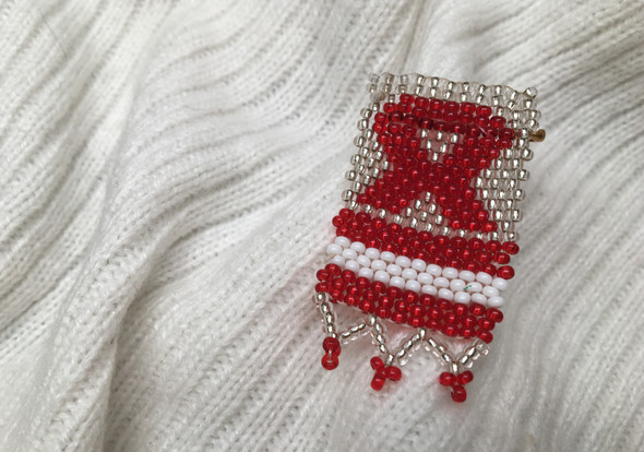 Beaded AIDS awareness pin