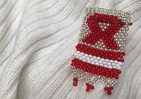 Beaded AIDS awareness ribbon