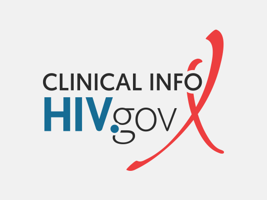 Graphic with "clinical info HIV.gov" and a red ribbon around the words