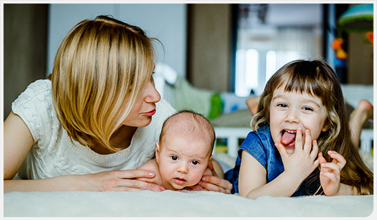 Mother with two children