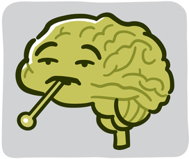 Cartoon brain feeling unwell