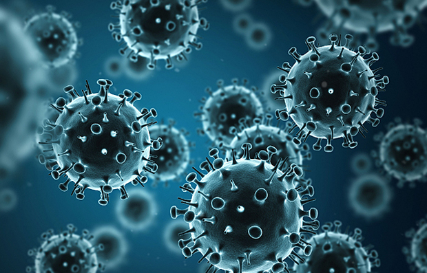 An illustration of influenza viruses.
