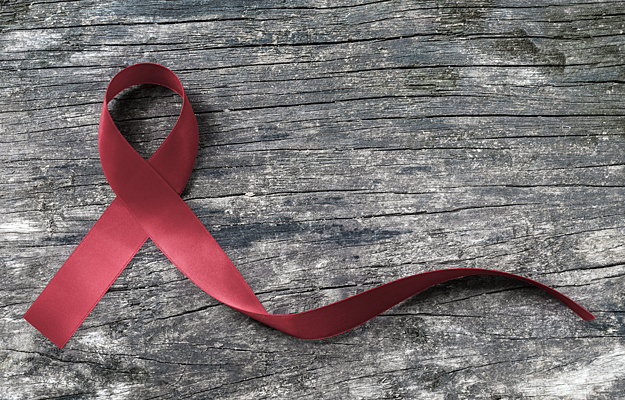 A red awareness ribbon for sickle cell disease.