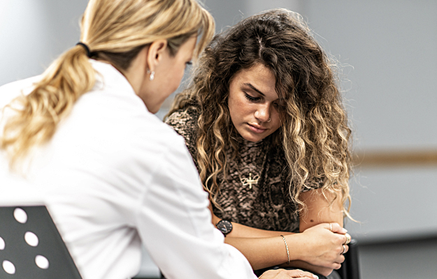 A young woman in a counseling session.