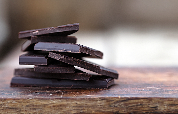 A stack of dark chocolate.