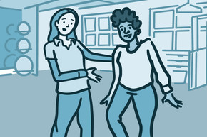 Illustration a person doing rehabilitation exercises with a physical therapist