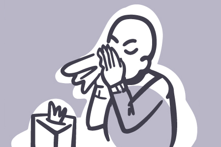 Illustration of person blowing nose