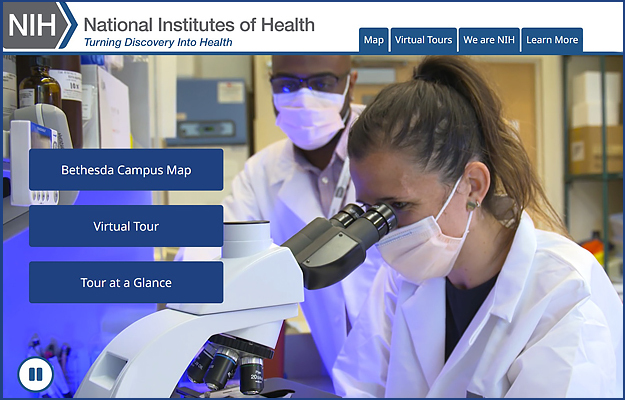 A screenshot of the NIH Virtual Tour landing page.