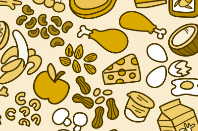 Illustration of various different types of healthy foods