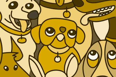 Illustration of several dogs