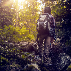 Lyme disease hiker in the woods 