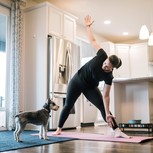 yoga at home with dog