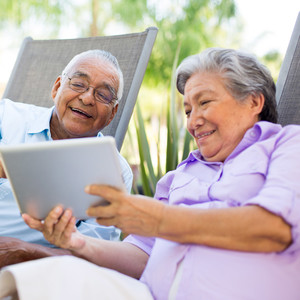 Seniors using a tablet computer