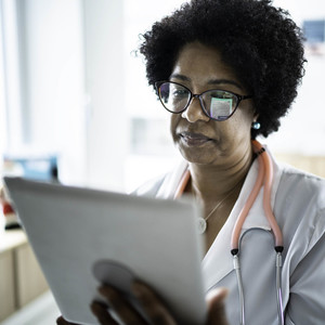 Woman using a tablet