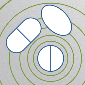 drawing of differently shaped pills with lines around them
