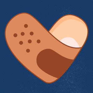 CDC immunization month graphic of a band aid in the shape of a heart on a blue background