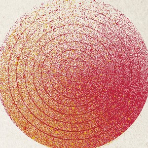 Concentric circles with dots of red and orange in a target shape. 