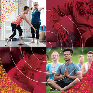 images of people practicing yoga and meditation