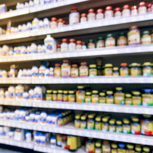 Dietary supplements on a store shelf