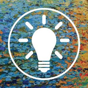 clip art light bulb overlaying a colorful background