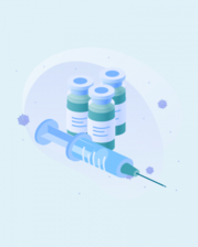 Illustration of a needle and vaccine vial