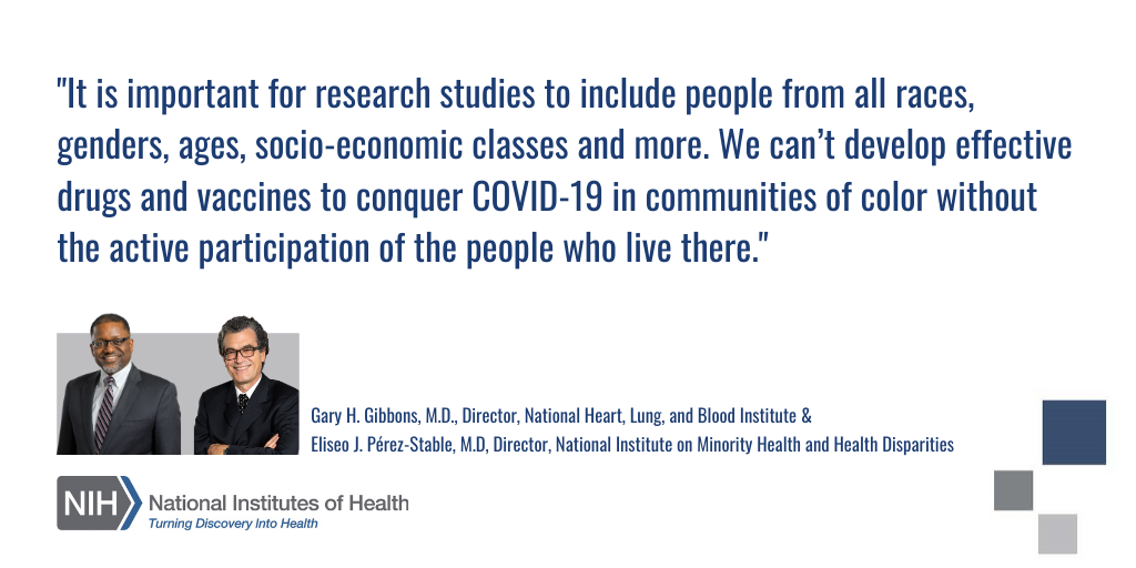 Headshots of Dr. Gibbons and Dr. Perez-Stable with a quote pulled from the op-ed.