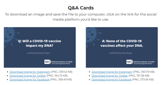 A screenshot of the CEAL website with two social media Q&A cards available for download.
