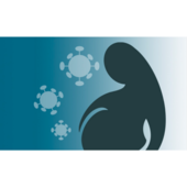 Graphic of pregnant woman and viral particles