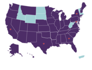 US map showing Twitter mentions of the Our Hearts hashtag in states across the country.