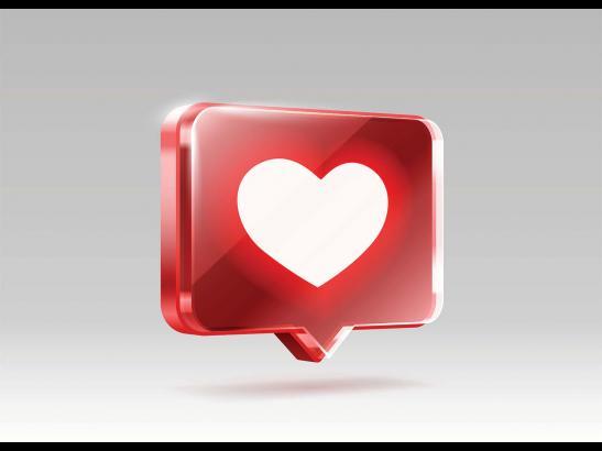 social media message icon with heart