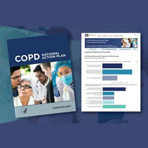 The front cover of the COPD National Action Plan and a screenshot of the COPD National Action Plan Community Action Tool