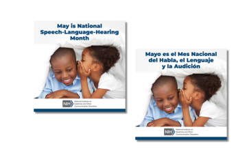 National Speech-Language-Hearing Month shareable images in English and Spanish