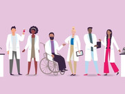 drawing of different clinicians standing in a line