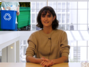 photo of a young woman sitting at  a table speaking