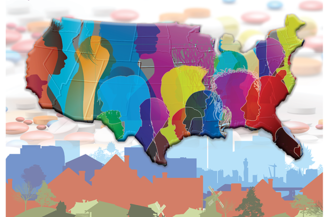 Colored map of the United States