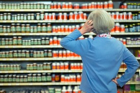 Woman (Senior) shopping for supplements