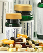 Supplement bottles and capsules