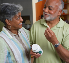 Senior Couple  taking supplements