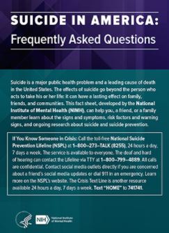 Cover of Suicide in America fact sheet