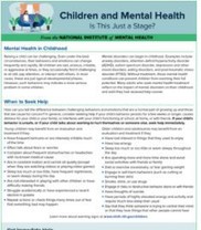 Cover of Children & Mental Health fact sheet