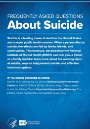 Blue abstract cover of FAQs About Suicide brochure
