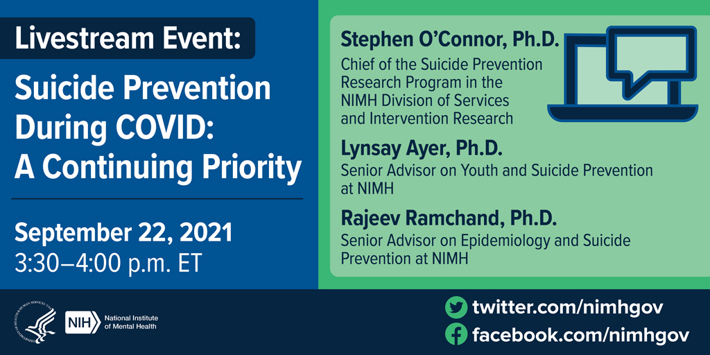 NIMH livestream event on Suicide Prevention During COVID: A Continuing Priority