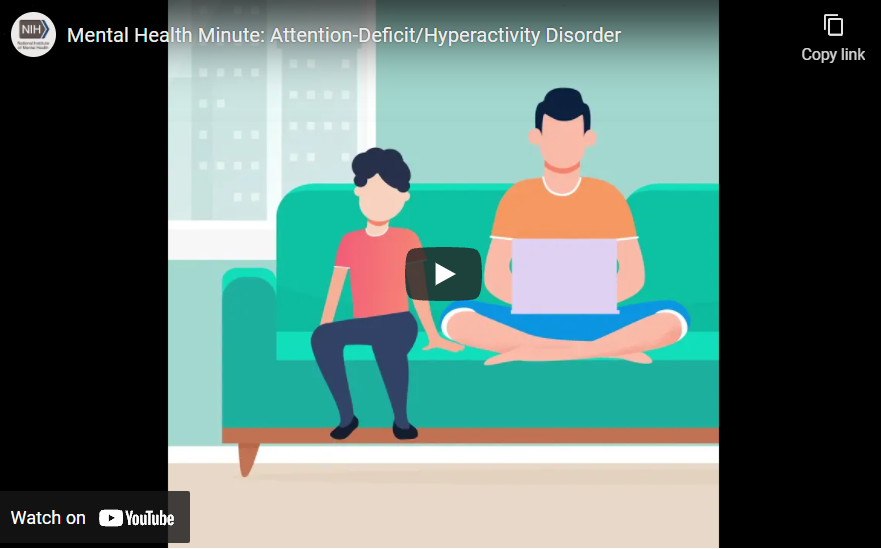 screenshot of NIMH's Mental Health Minute video on ADHD.