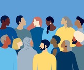 Multicultural, multigenerational group of people