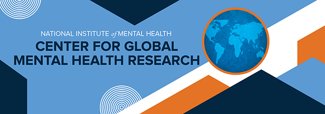 Global Mental Health header image with abstract shapes and map of the world
