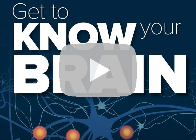 Get to Know Your Brain title slide with neuron in background and play icon