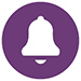 A purple circle with a bell 