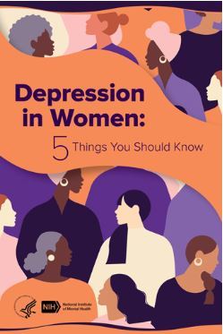 Diverse illustrated women on the cover of the Depression in Women brochure