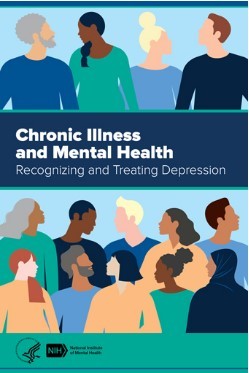 Illustrated cover of Chronic Illness and Depression brochure